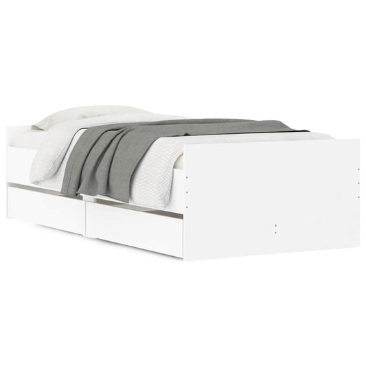 Bed Frame with Drawers without Mattress White 100x200 cm
