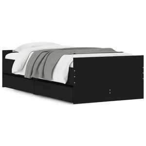 Bed Frame with Drawers without Mattress Black 100x200 cm