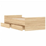 Bed Frame with Drawers without Mattress Sonoma Oak 100x200 cm