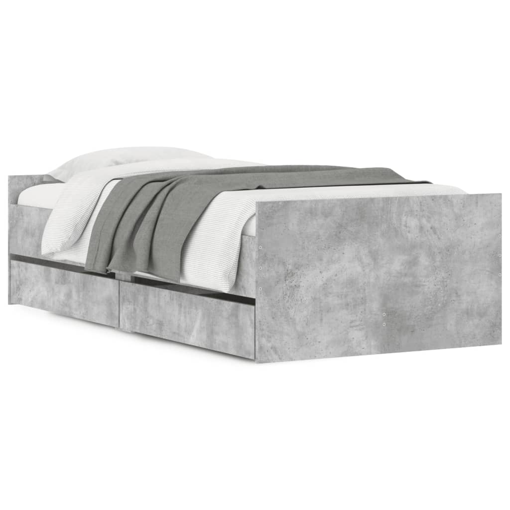 Bed Frame | Concrete Grey | Engineered Wood | Single | Bed Frame