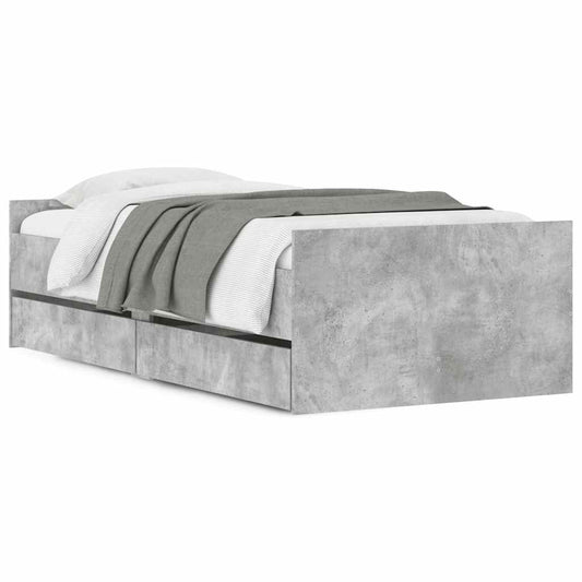Bed Frame with Drawers without Mattress Concrete Grey 100x200 cm