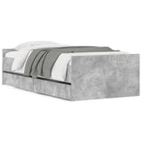 Bed Frame with Drawers Concrete Grey 100x200 cm