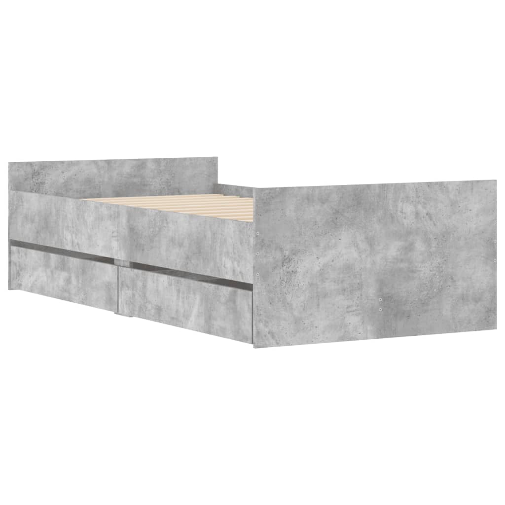 Bed Frame | Concrete Grey | Engineered Wood | Single | Bed Frame