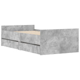 Bed Frame with Drawers Concrete Grey 100x200 cm