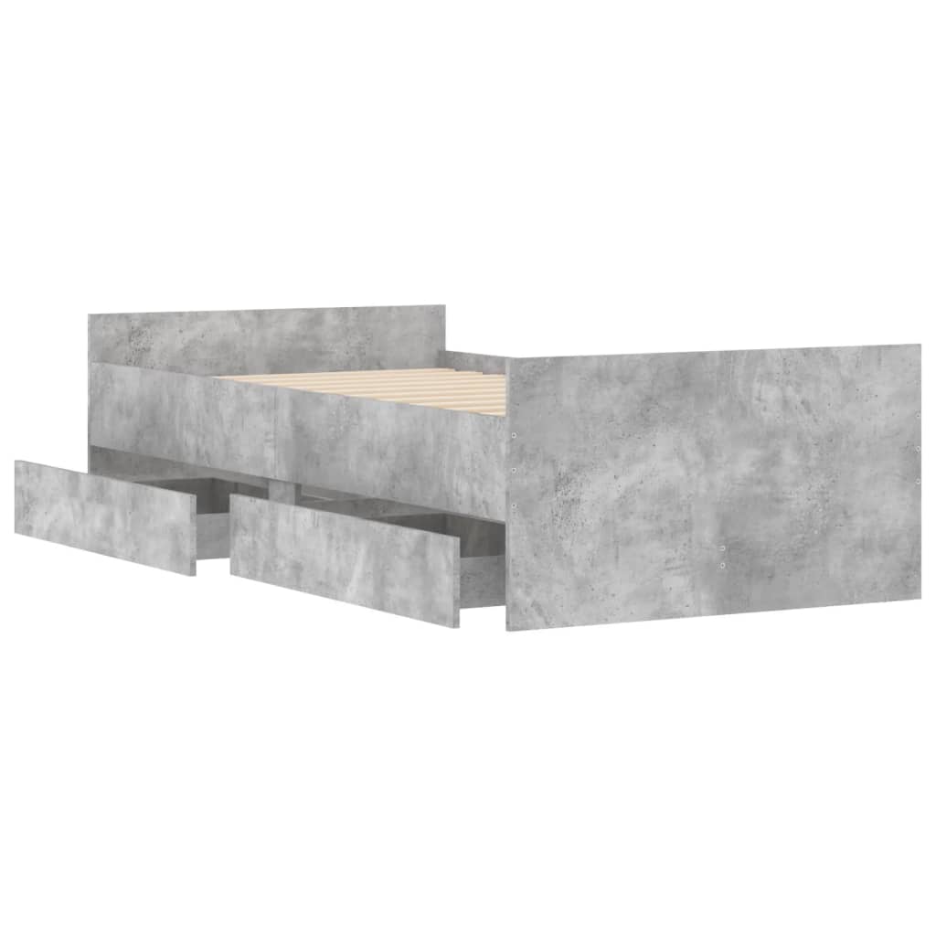 Bed Frame | Concrete Grey | Engineered Wood | Single | Bed Frame