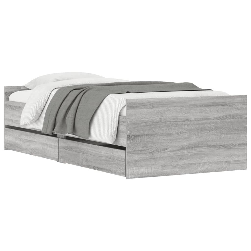 Bed Frame | Grey sonoma | Engineered wood | Single | Bed Frame