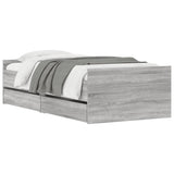 Bed Frame with Drawers Grey Sonoma 100x200 cm