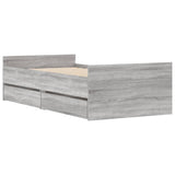 Bed Frame with Drawers Grey Sonoma 100x200 cm