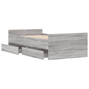 Bed Frame with Drawers Grey Sonoma 100x200 cm