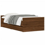 Bed Frame with Drawers without Mattress Brown Oak 100x200 cm