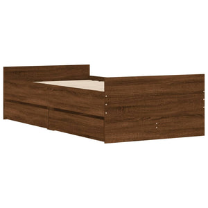 Bed Frame with Drawers without Mattress Brown Oak 100x200 cm