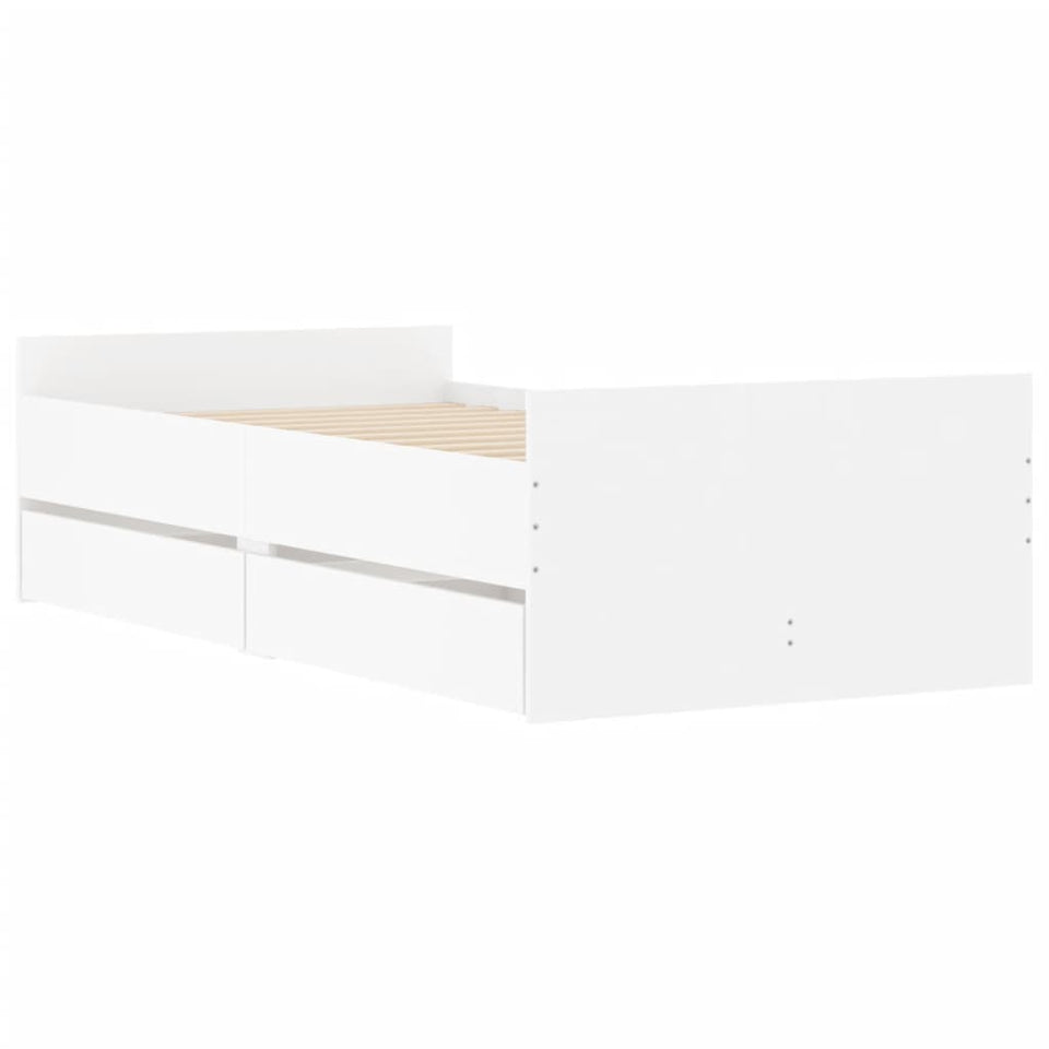 Bed Frame with Drawers White 90x200 cm