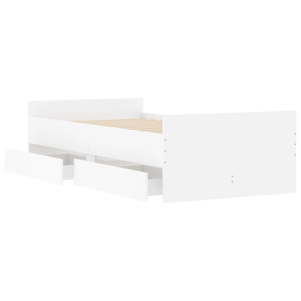 Bed Frame with Drawers White 90x200 cm