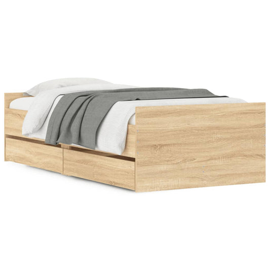 Bed Frame with Drawers without Mattress Sonoma Oak 90x200 cm