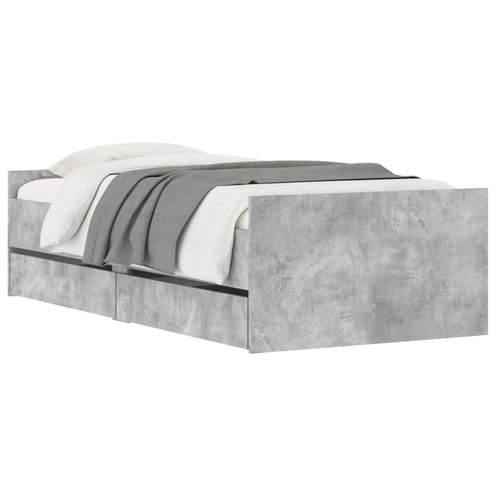 Bed Frame | Concrete grey | Engineered wood, Plywood | Single | Bed Frame