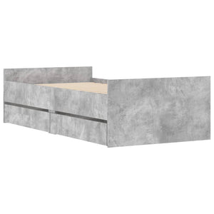 Bed Frame with Drawers Concrete Grey 90x200 cm