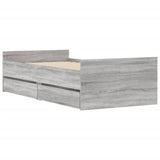 Bed Frame with Drawers Grey Sonoma 90x200 cm