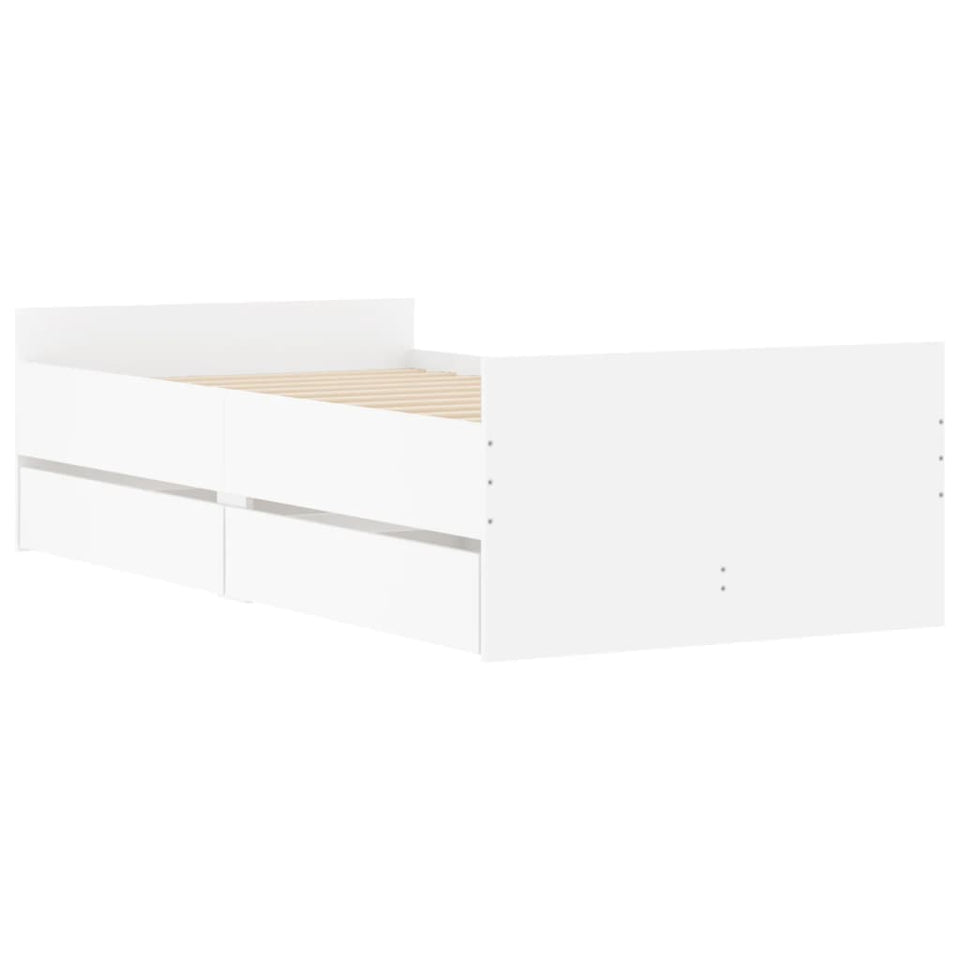 Bed Frame with Drawers without Mattress White 90x190 cm Single