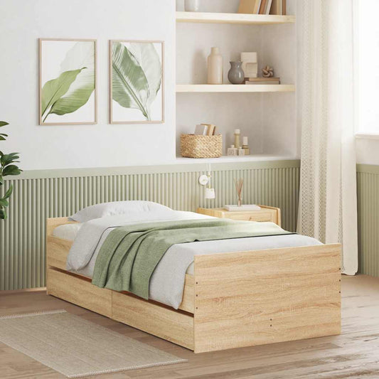 Bed Frame without Mattress Sonoma Oak 75x190 cm Small Single Small Single