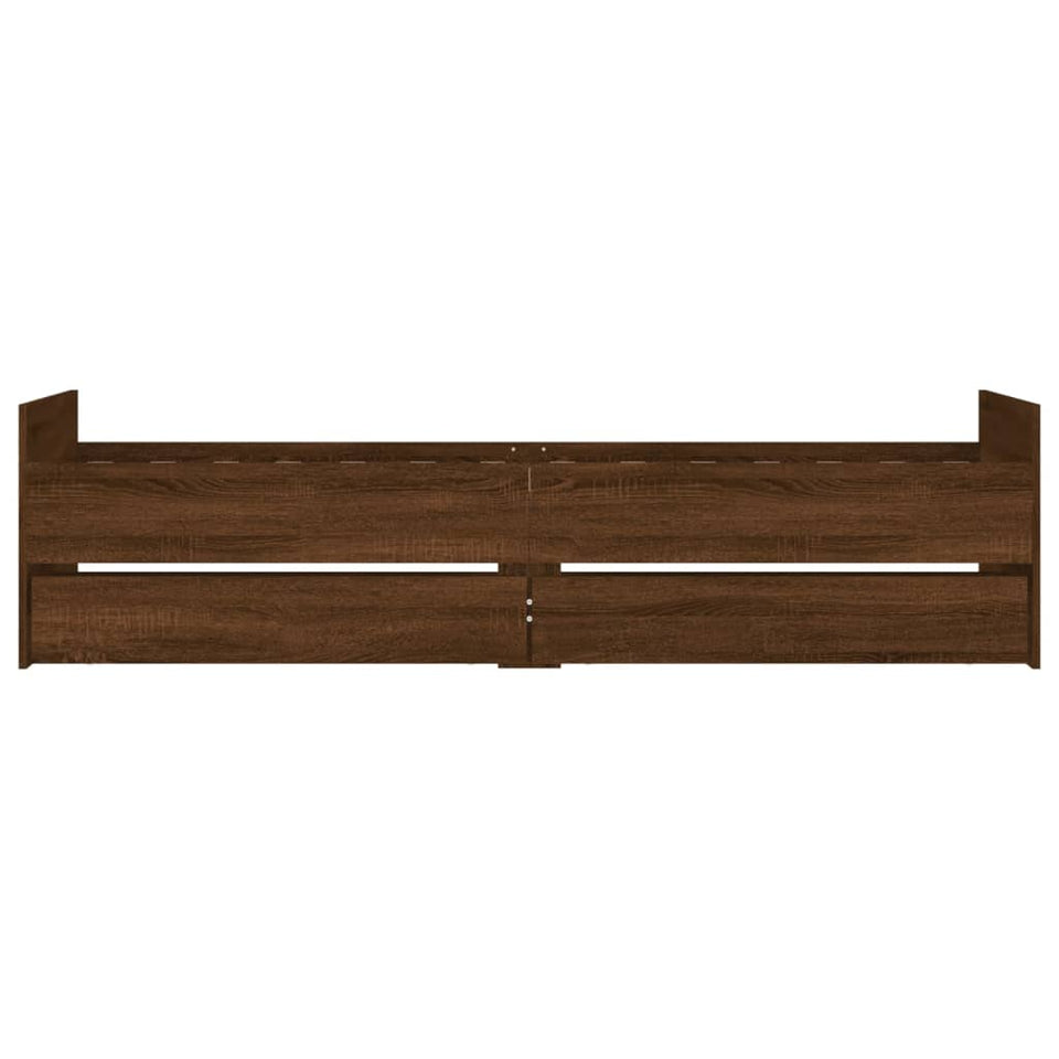 Bed Frame with Drawers Brown Oak 75x190 cm Small Single