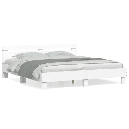 Bed Frame | White | Engineered wood, Plywood | 200x200 cm | Modern