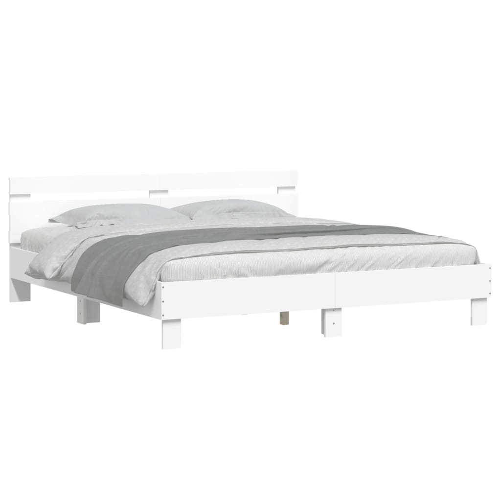 Bed Frame | White | Engineered wood, Plywood | 200x200 cm | Modern