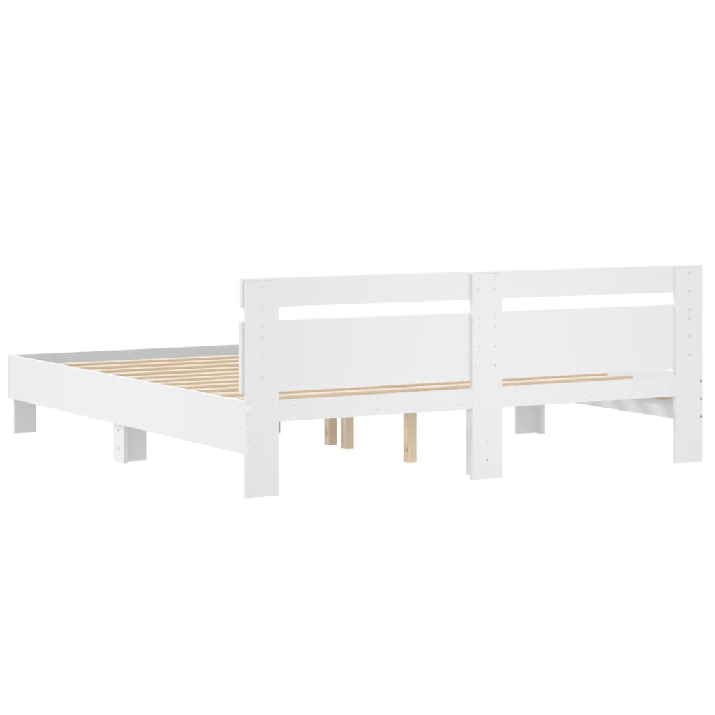 Bed Frame | White | Engineered wood, Plywood | 200x200 cm | Modern