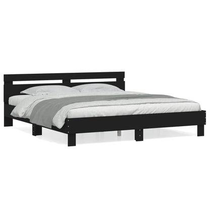 Bed Frame | Black | Engineered Wood, Plywood | 200 x 200 cm | Durable