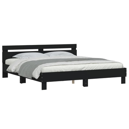 Bed Frame | Black | Engineered Wood, Plywood | 200 x 200 cm | Durable