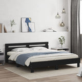 Bed Frame with Headboard Black 200x200 cm Engineered Wood