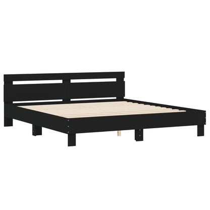Bed Frame | Black | Engineered Wood, Plywood | 200 x 200 cm | Durable