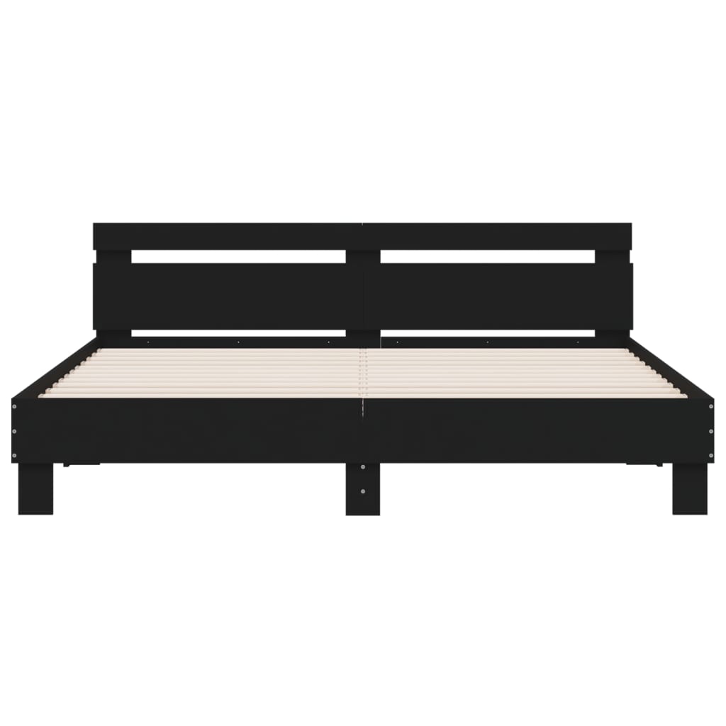 Bed Frame | Black | Engineered Wood, Plywood | 200 x 200 cm | Durable