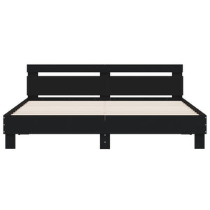 Bed Frame with Headboard Black 200x200 cm Engineered Wood