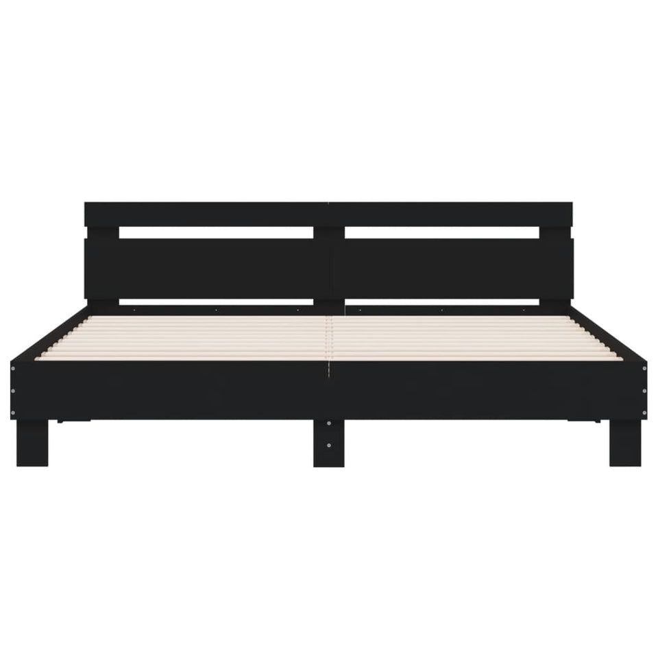 Bed Frame with Headboard Black 200x200 cm Engineered Wood