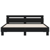 Bed Frame with Headboard Black 200x200 cm Engineered Wood