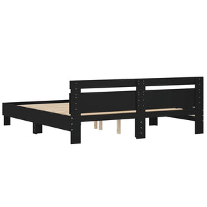 Bed Frame with Headboard Black 200x200 cm Engineered Wood