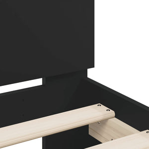 Bed Frame with Headboard Black 200x200 cm Engineered Wood