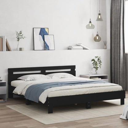 Bed Frame | Black | Engineered Wood, Plywood | 200 x 200 cm | Durable