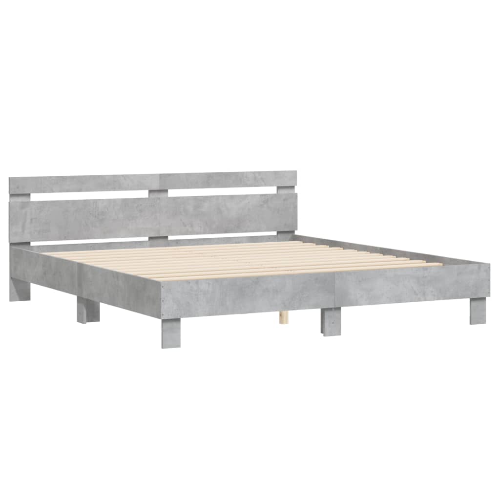 Bed Frame | Concrete Grey | Engineered Wood | Double | Modern | Bed Frame