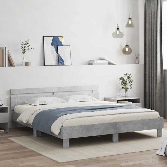Bed Frame without Mattress Concrete Grey 200x200 cm