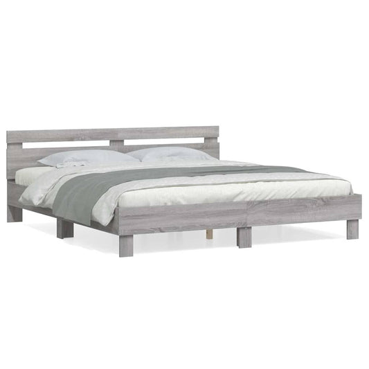 Bed Frame without Mattress Grey Sonoma 200x200 cm