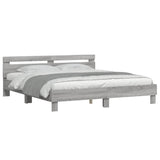 Bed Frame with Headboard Grey Sonoma 200x200 cm Engineered Wood