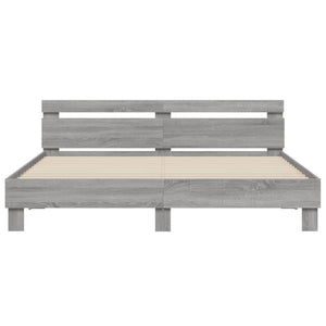 Bed Frame with Headboard Grey Sonoma 200x200 cm Engineered Wood