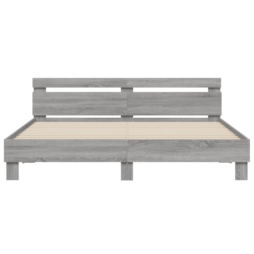 Bed Frame with Headboard Grey Sonoma 200x200 cm Engineered Wood