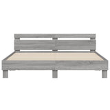 Bed Frame with Headboard Grey Sonoma 200x200 cm Engineered Wood