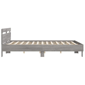 Bed Frame with Headboard Grey Sonoma 200x200 cm Engineered Wood