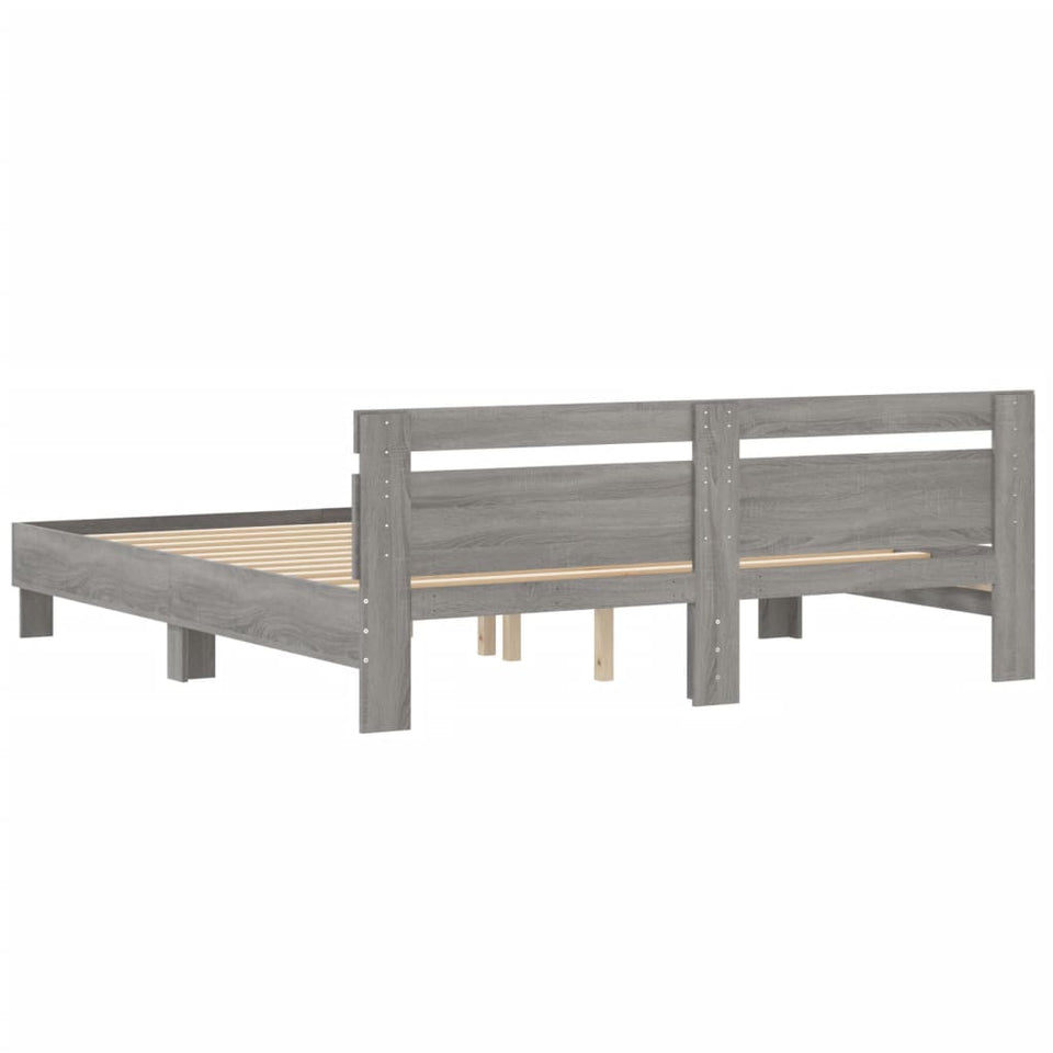 Bed Frame with Headboard Grey Sonoma 200x200 cm Engineered Wood