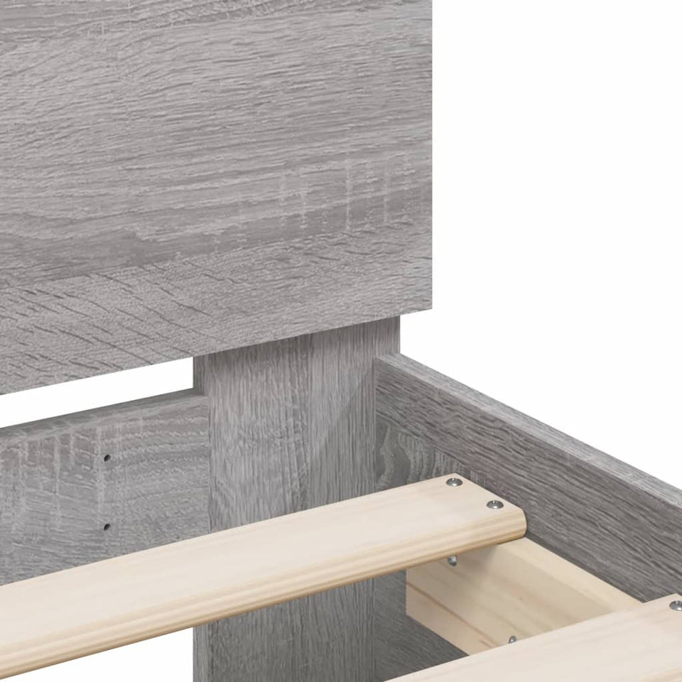 Bed Frame with Headboard Grey Sonoma 200x200 cm Engineered Wood