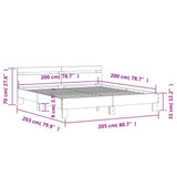 Bed Frame with Headboard Grey Sonoma 200x200 cm Engineered Wood