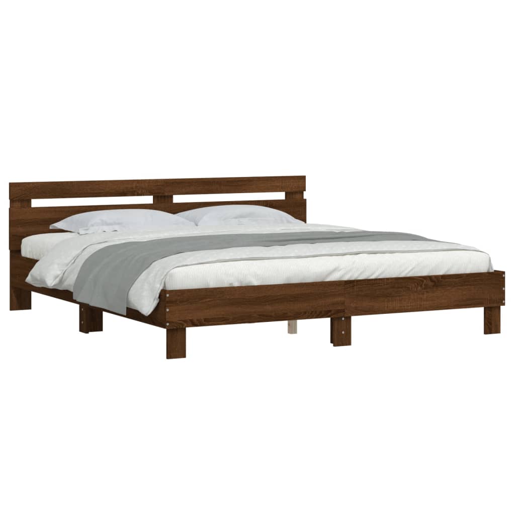 Bed Frame | Brown Oak | Engineered Wood, Plywood | Double | Durable